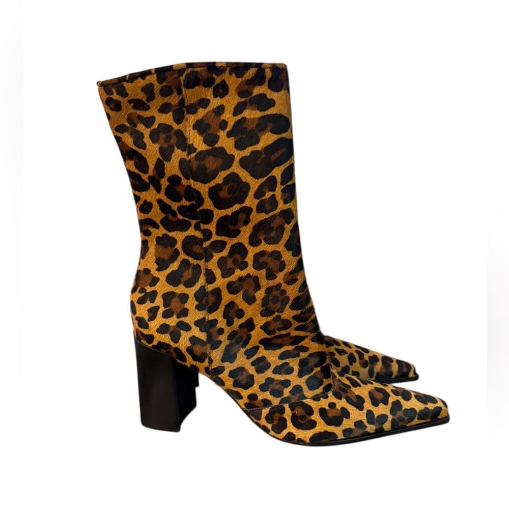 NWOT Schutz Raffaela Pointed Toe Hair Calf Leopard Booties – Sz 10B - Picture 5 of 10